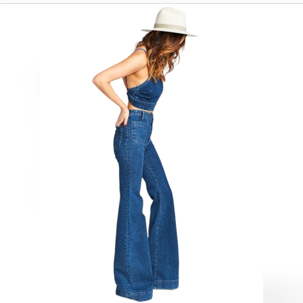 Show Me Your MuMu Farrah Trouser Jeans Flare Regular 27 Dark Wash Boho High Rise